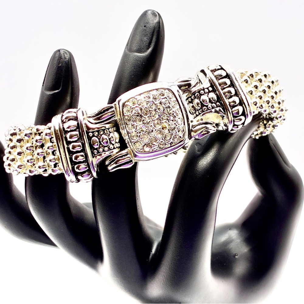 Vintage Pave Bracelet Popcorn Style Bracelet with Cubic Zirconia 7” Inches